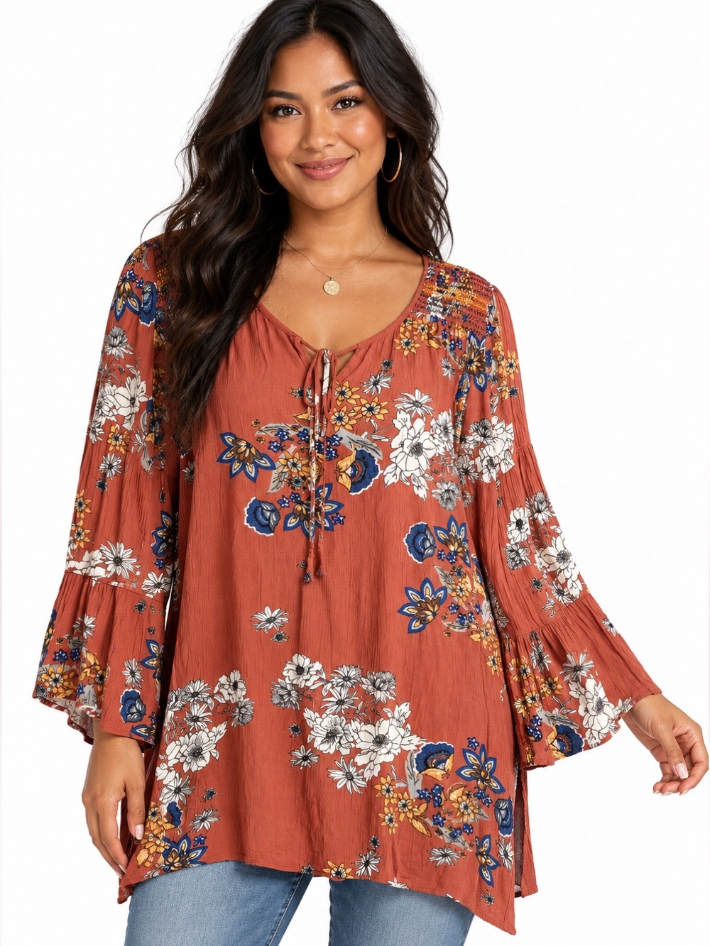 Gypsy Love Floral Print Boho Peasant Blouse
